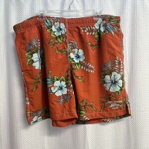 Tommy Bahama Relax Orange Floral Swim Trunks Mesh Lined Embroidered Logo XL